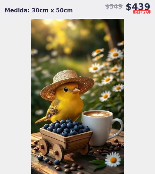 pajaro con cafe 30 x 50 | Aparta con $100 / Resta $339
