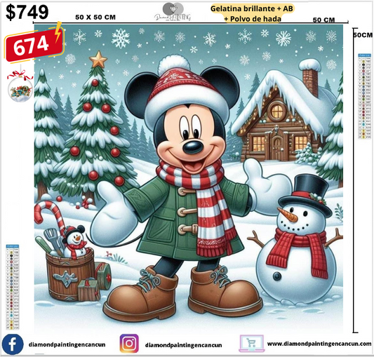 Mickey 50 x 50 contiene Diamante gelatina brillante en la oscuridad, ab y polvo de hada