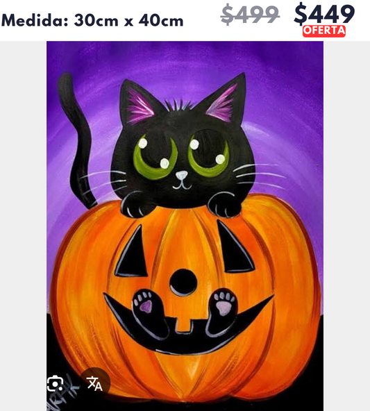 gatito con calabaza 30 x 40 | Aparta con $100 / Resta $349