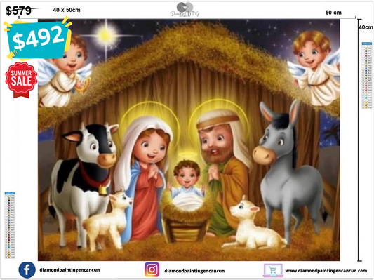 Nacimiento 40 x 50 contiene Diamantes AB y polvo de hada