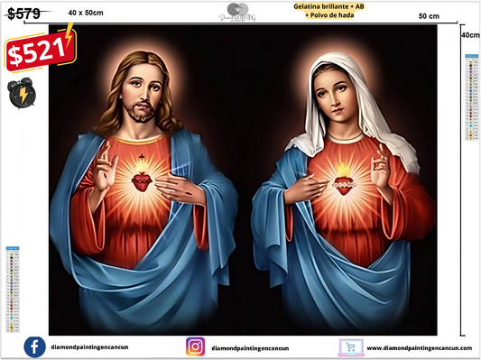 Sagrado corazón 40 x 50 contiene Diamante gelatina brillante en la oscuridad, ab y polvo de hada