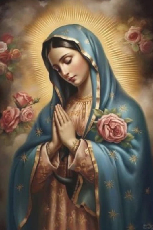 Virgen manto azul 40 x 60cm