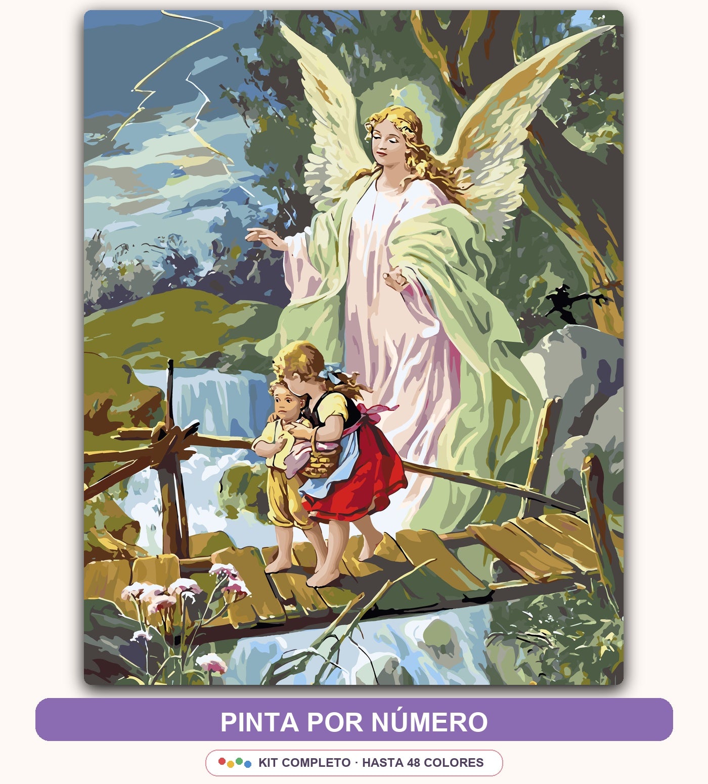 Ángel Guardián con Niños | 40 x 50 cm
