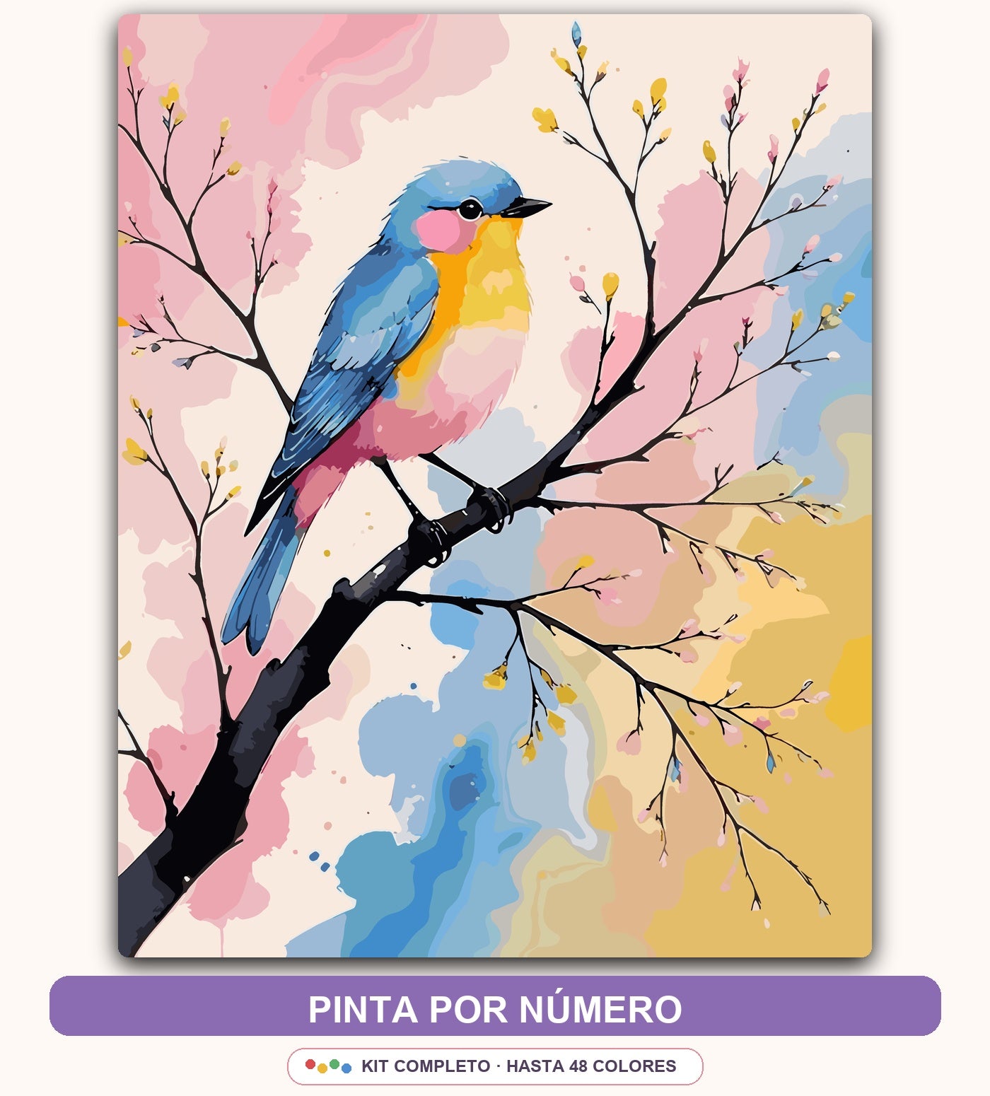 Ave Colorida en Rama | 40 x 50 cm
