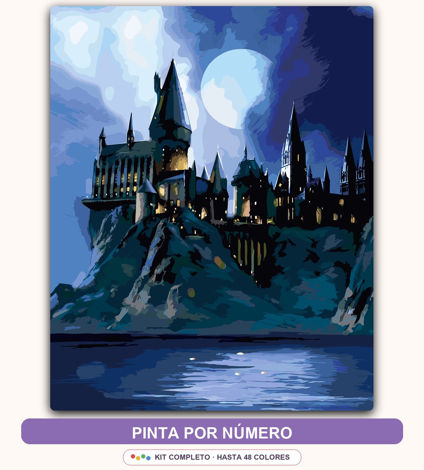 Castillo Azul bajo la Luna | 40 x 50 cm