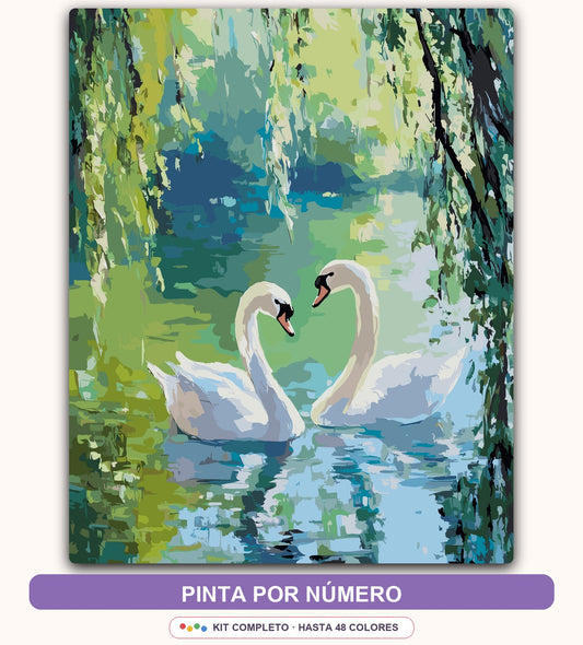 Cisnes en el Lago | 40 x 50 cm