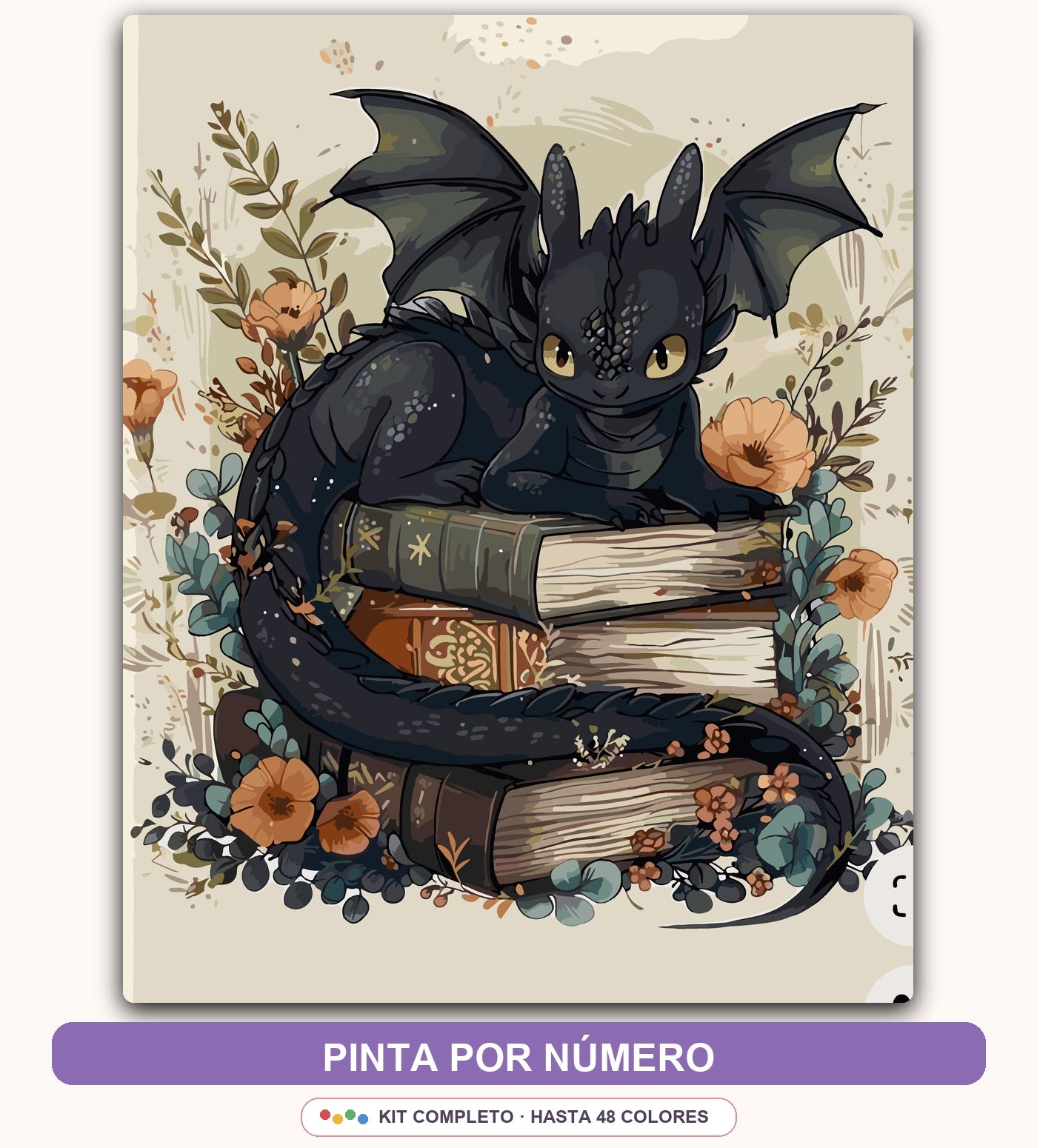 Dragon Negro Lector | 40 x 50 cm