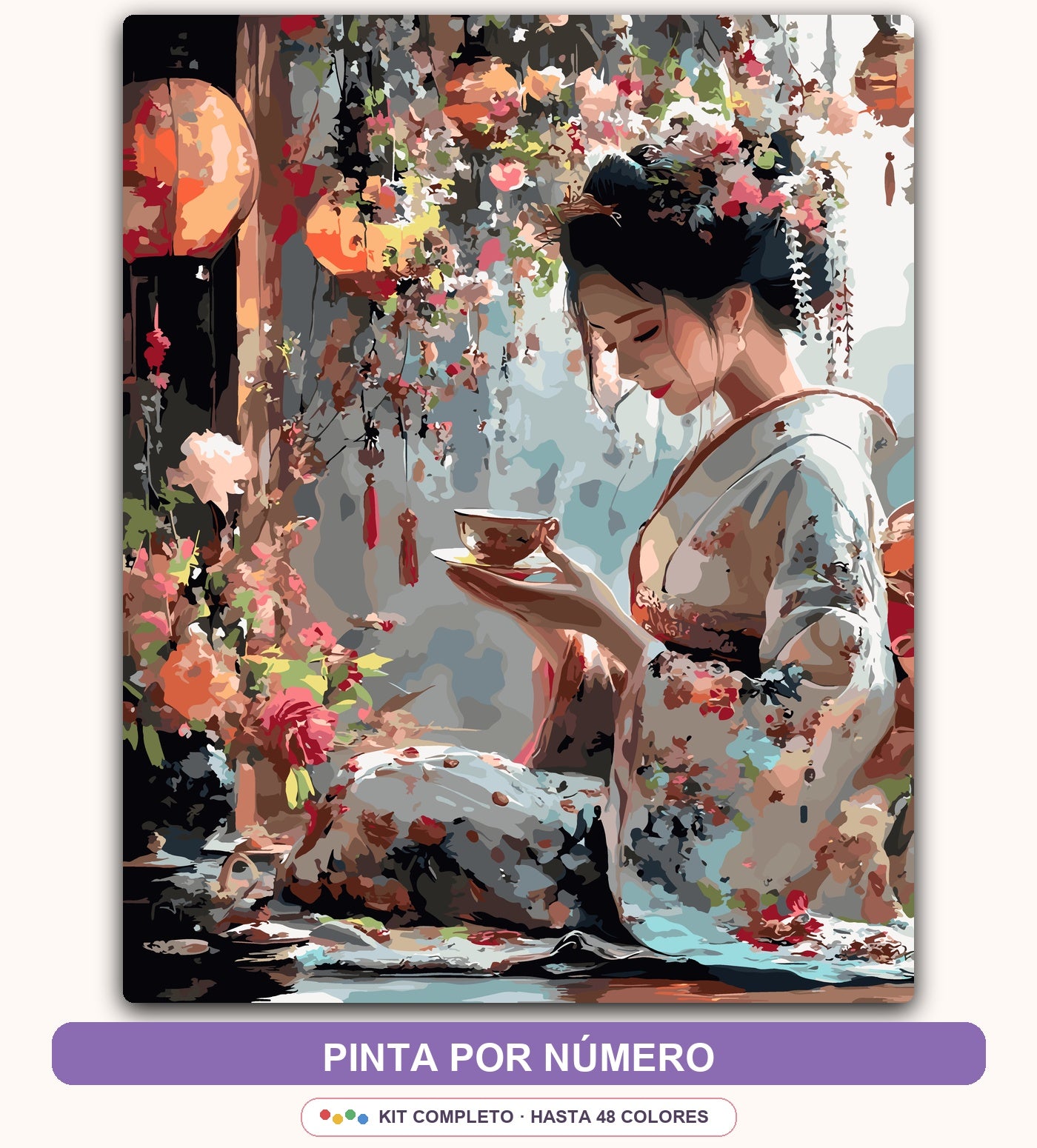 Geisha entre Flores | 40 x 50 cm
