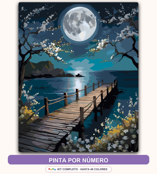 Muelle bajo la Luna | 40 x 50 cm