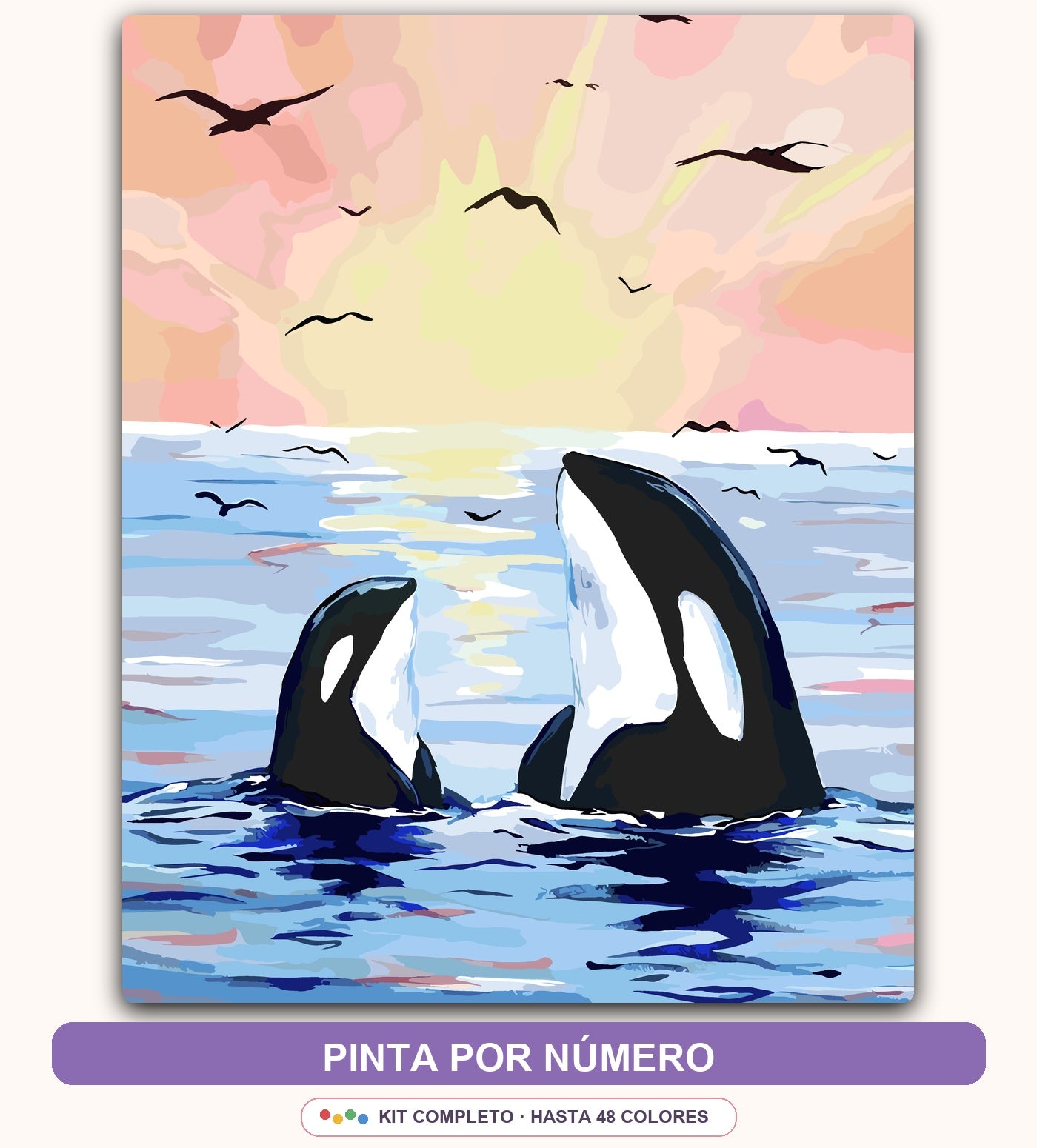 Orcas al Atardecer | 40 x 50 cm