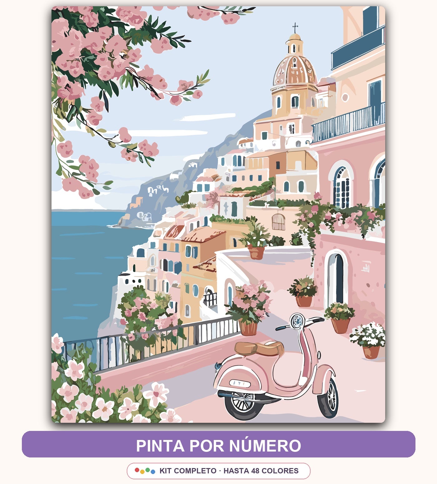 Pueblo Mediterráneo Rosa | 40 x 50 cm