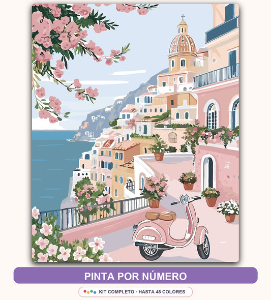 Pueblo Mediterráneo Rosa | 40 x 50 cm