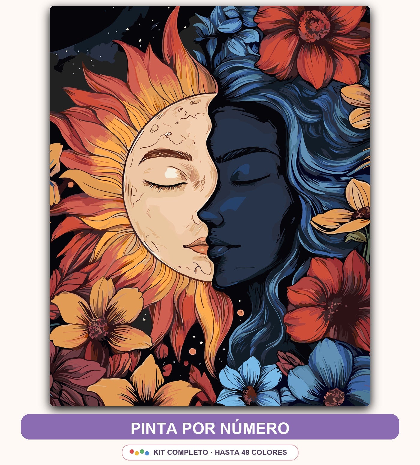 Sol y Luna Floral | 40 x 50 cm