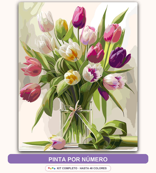 Tulipanes Rosas en Jarrón | 40 x 50 cm