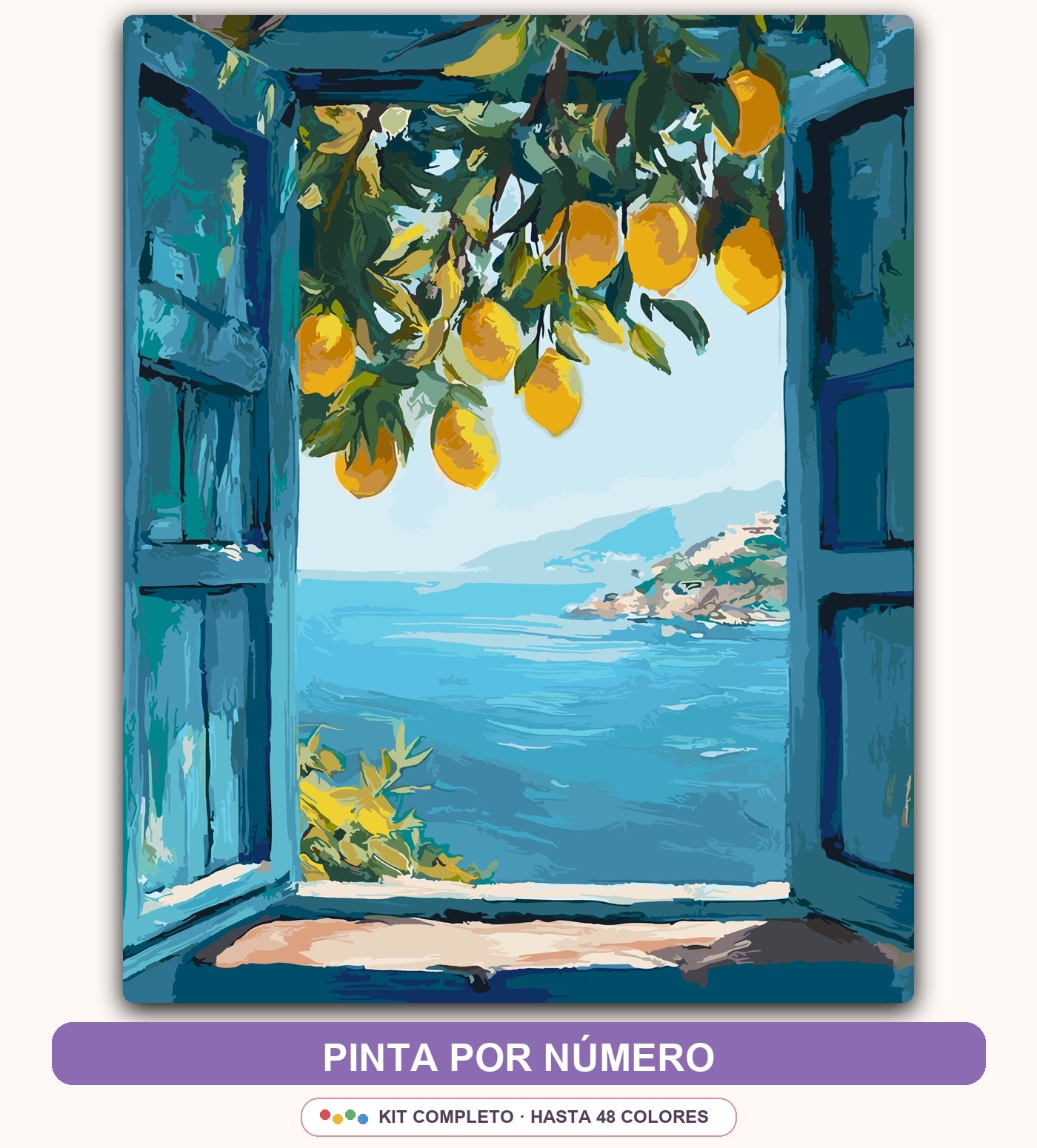 Ventana con Limones al Mar | 40 x 50 cm