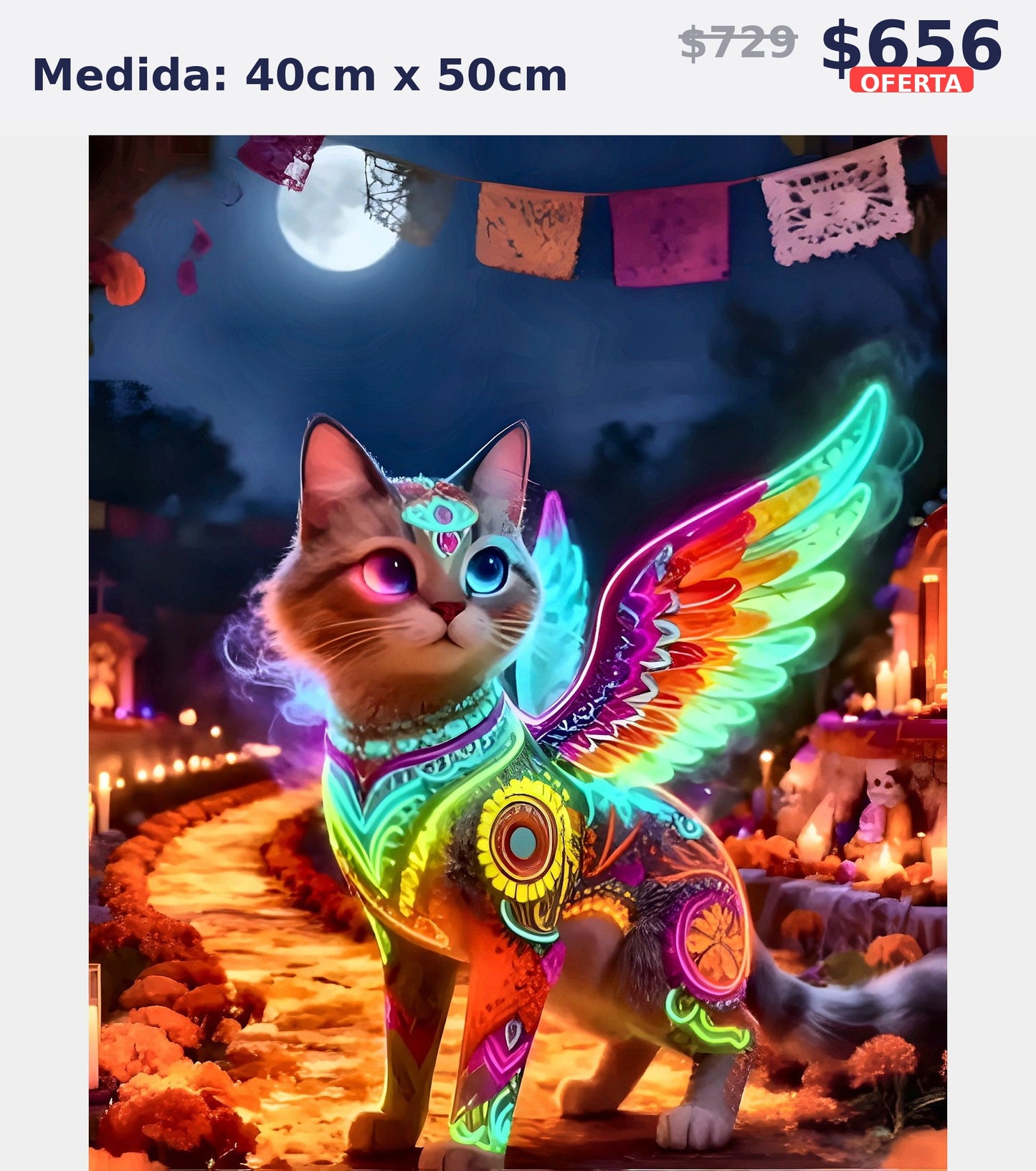 gato alebrije dia de muertos 40 x 50 | Aparta con $100 / Resta $483