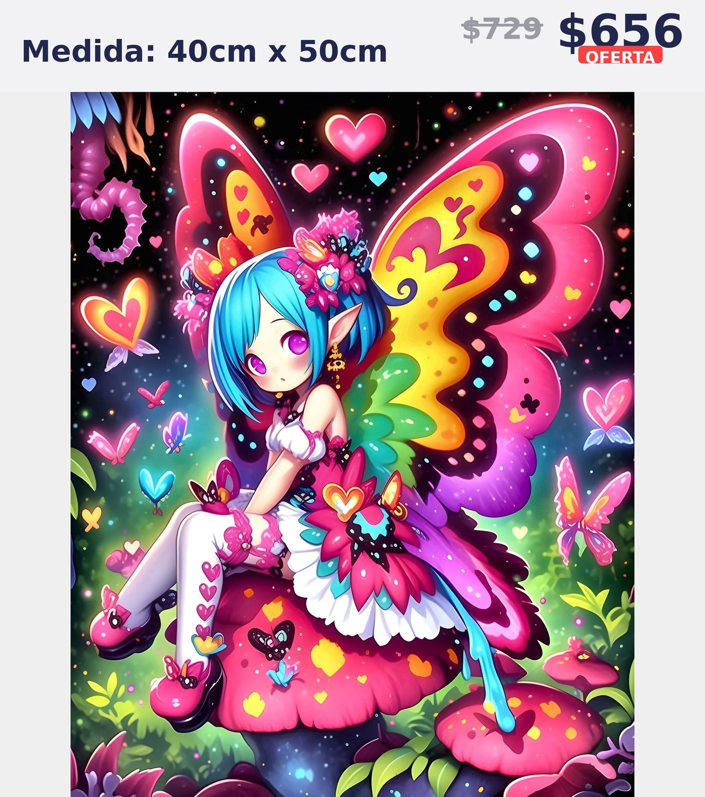 hada anime multicolor 40 x 50 | Aparta con $100 / Resta $483