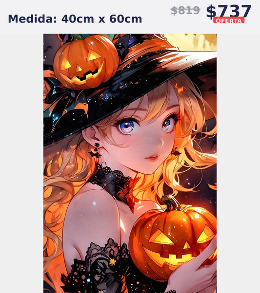 bruja anime calabaza 40 x 60 | Aparta con $100 / Resta $555