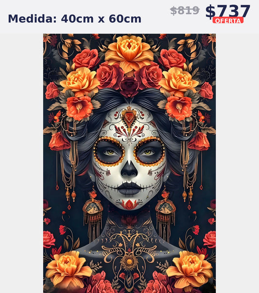 catrina flores naranjas 40 x 60 | Aparta con $100 / Resta $555