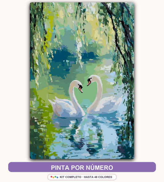 Cisnes en Lago Verde | 40 x 60 cm