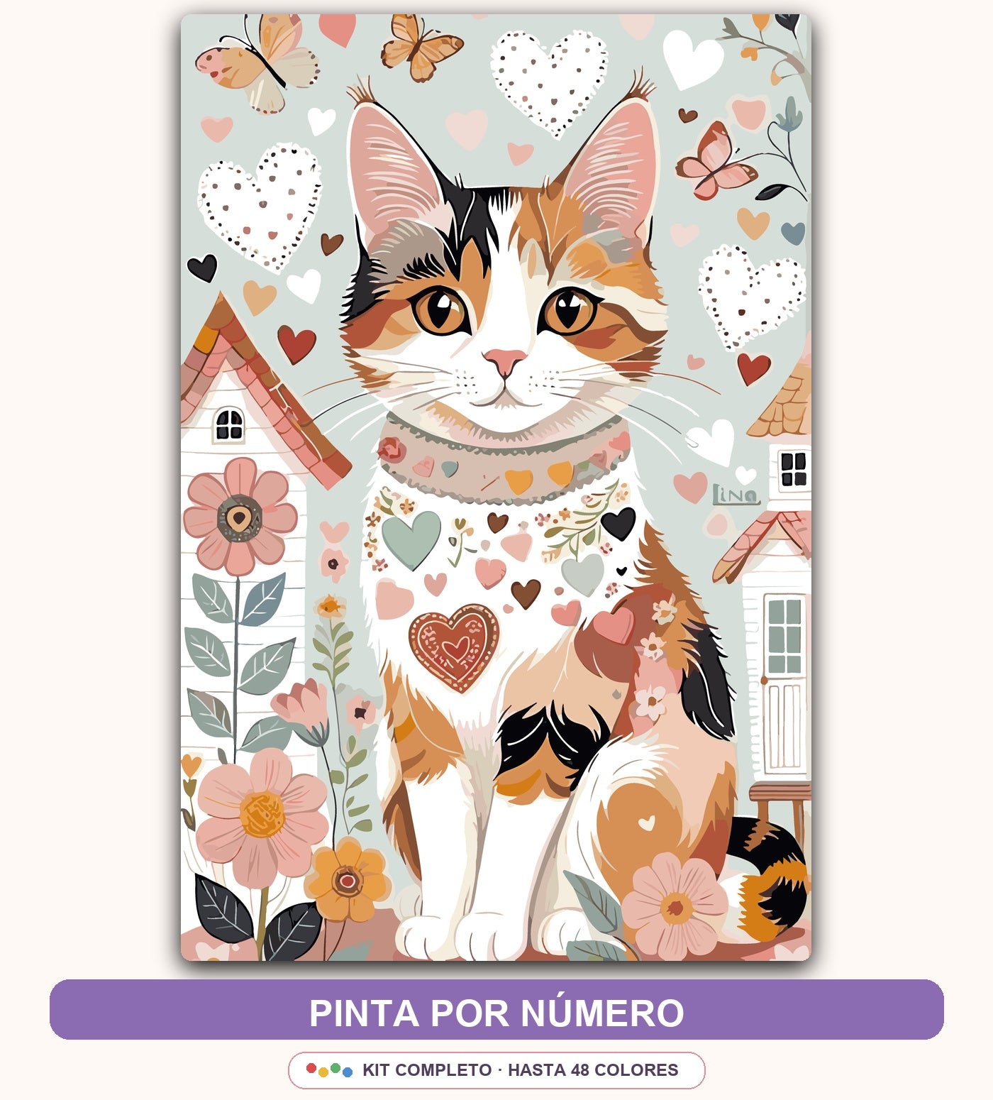 Gatito de Corazones | 40 x 60 cm