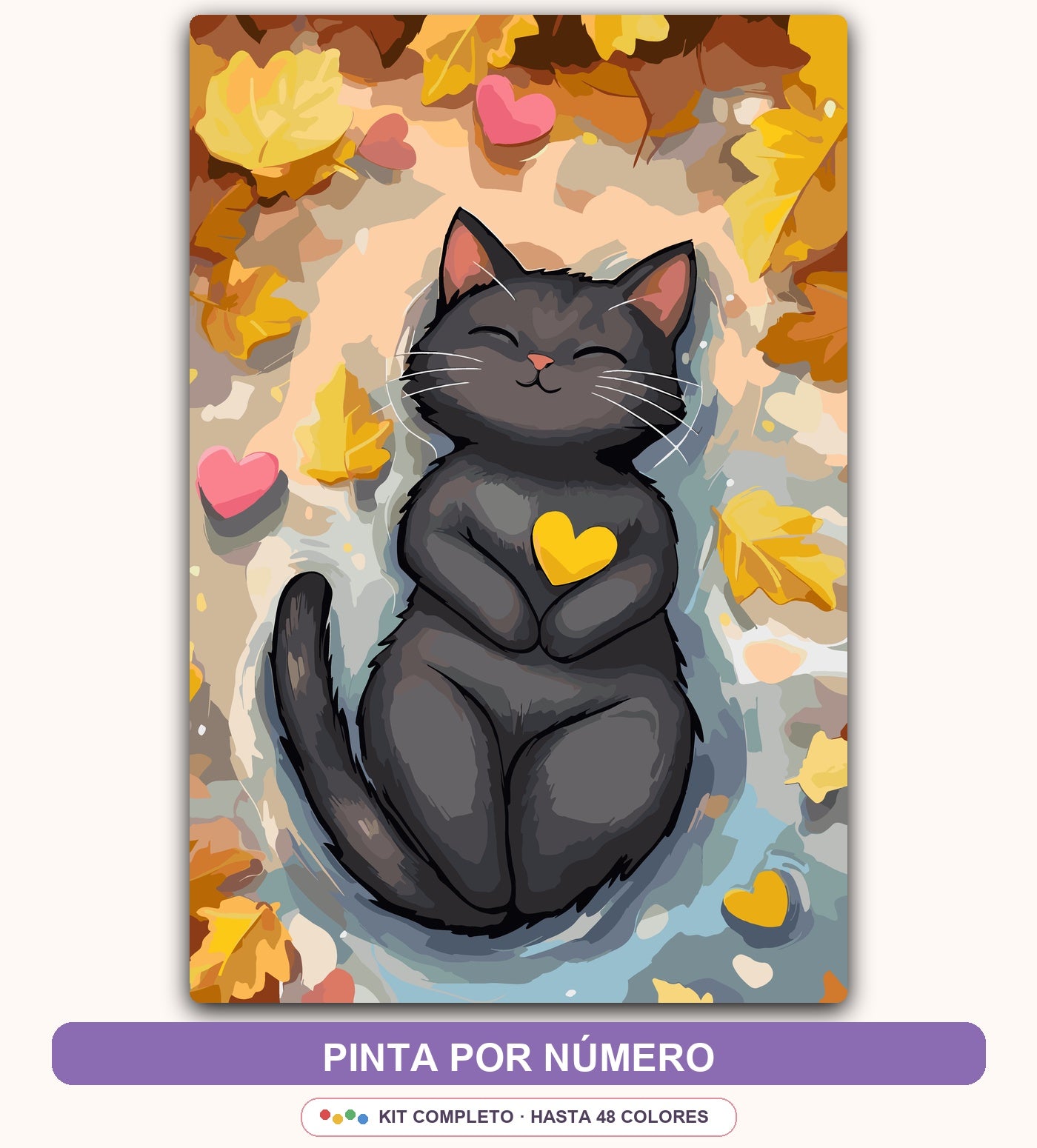 Gato Negro con Corazón | 40 x 60 cm