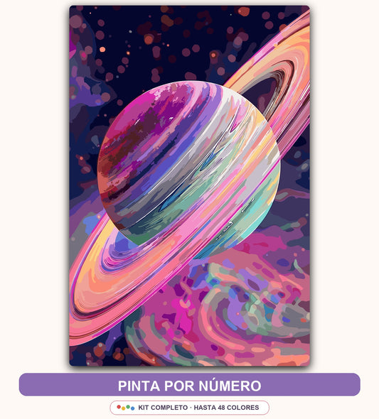 Planeta Saturno de Colores | 40 x 60 cm