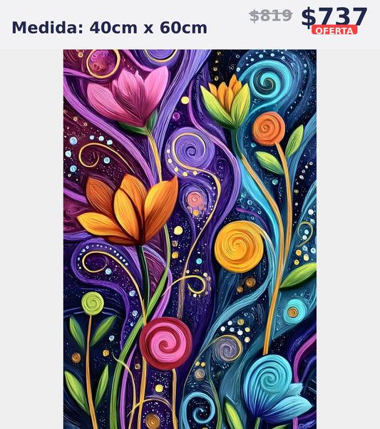 flores abstractas multicolor 40 x 60 | Aparta con $100 / Resta $555