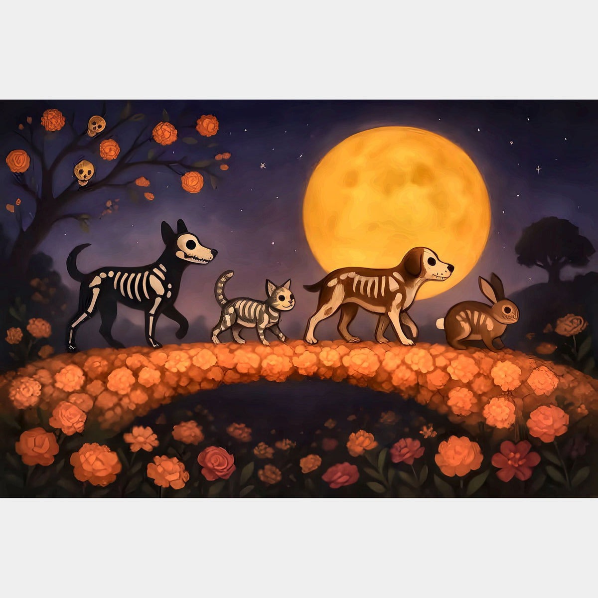 mascotas halloween luna diamond painting 40x60