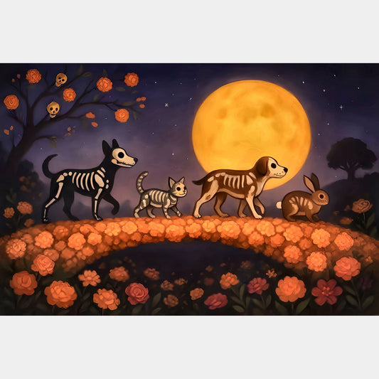 mascotas halloween luna diamond painting 40x60