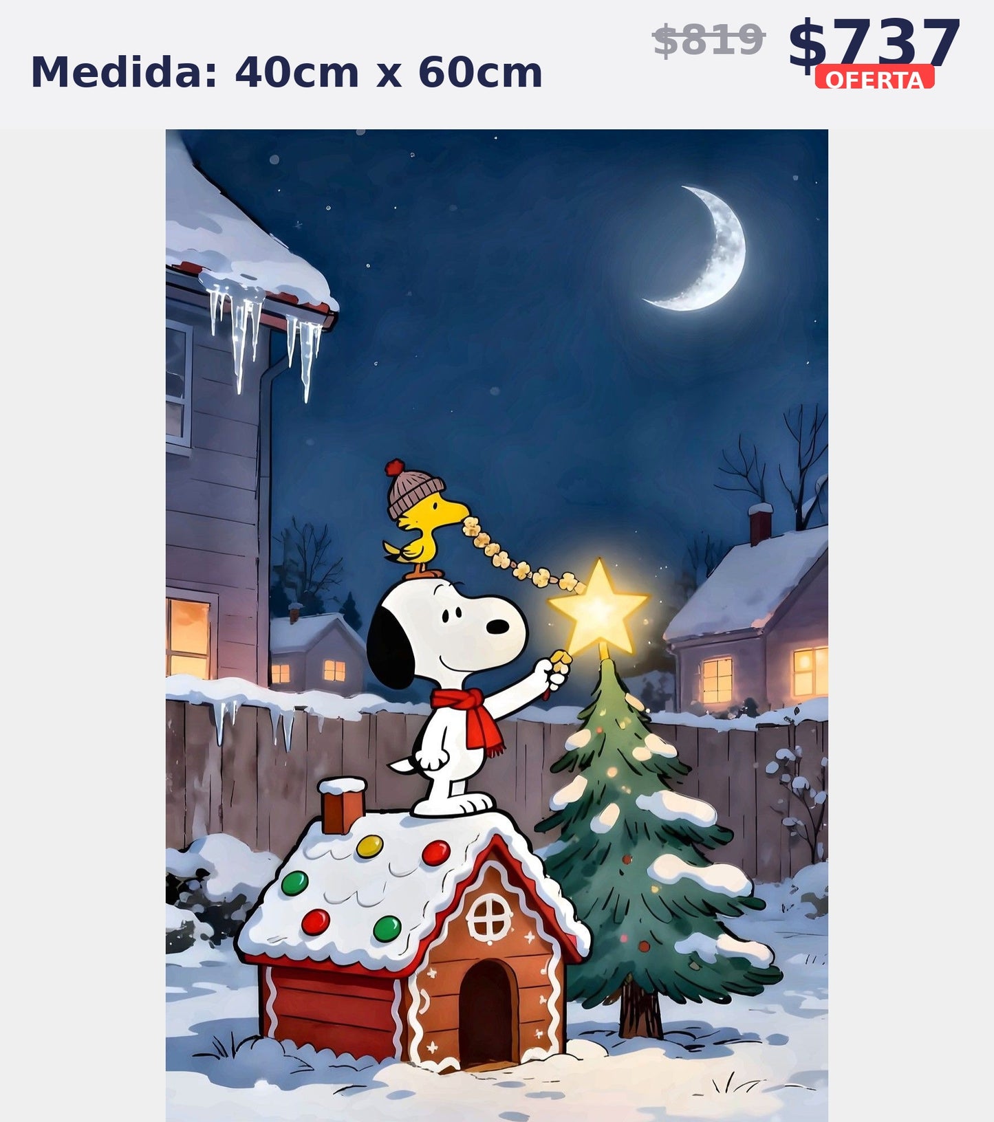 snoopy casa navidena 40 x 60 | Aparta con $100 / Resta $555