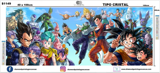 Goku 40 x 100cm Contiene TODOS SUS DIAMANTES TIPO CRISTAL