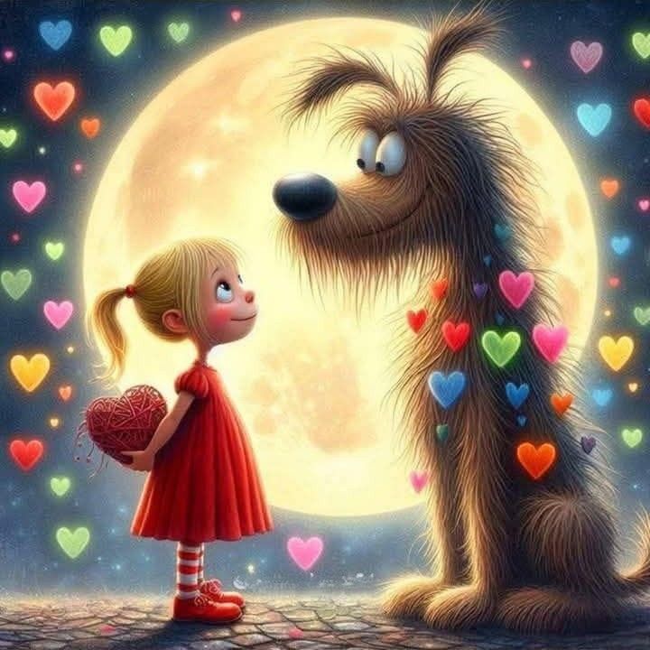 Niña y perrito | 40 x 40 cm