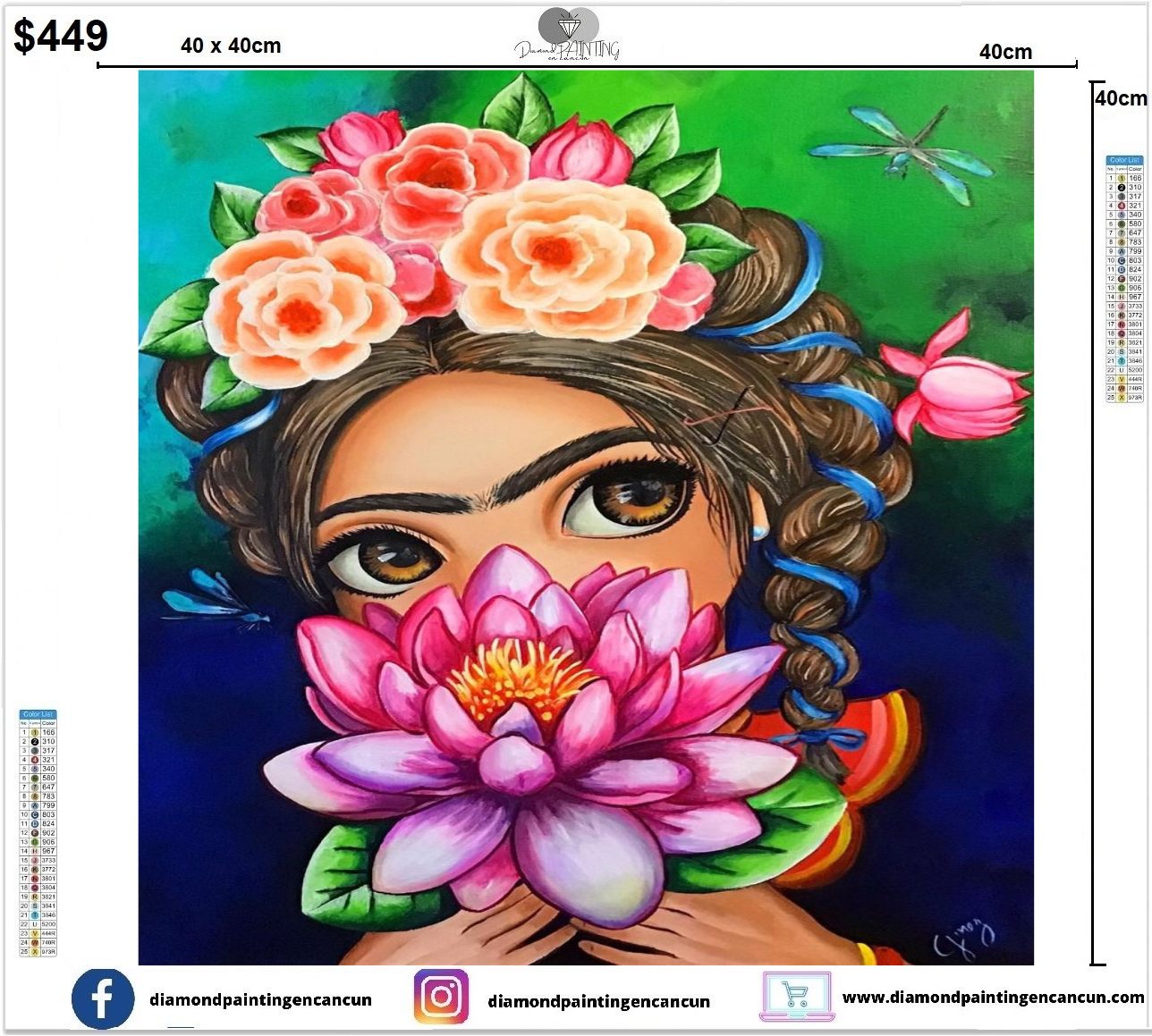 Frida 40 x 40cm además incluye algunos Diamantes AB