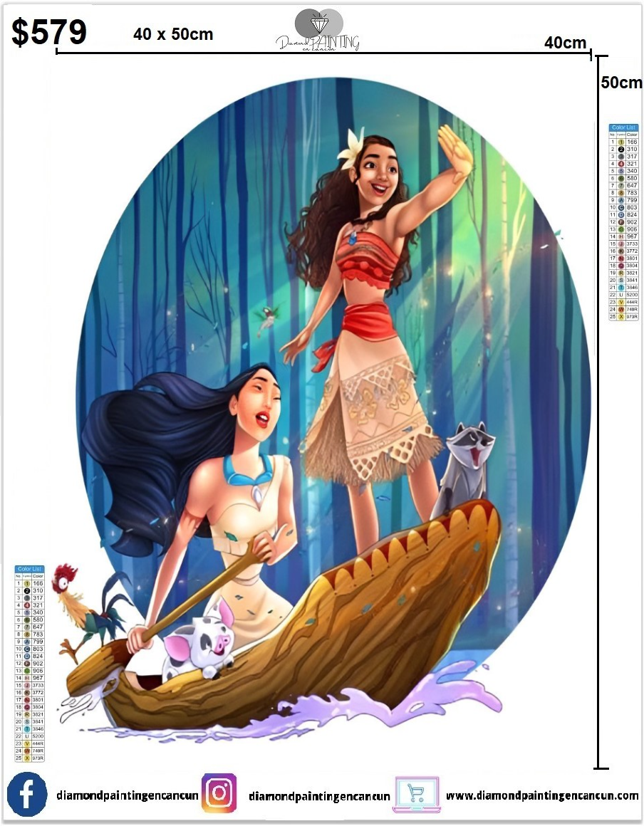 Pocahontas y moana 40 x 50incluye DIAMANTES AB