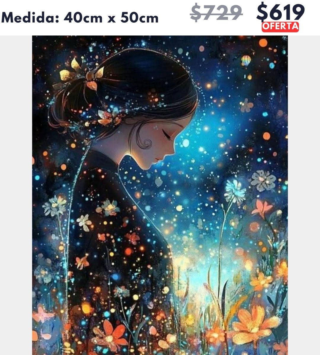 Chica y flores 40 x 50 | Aparta con $100 / Resta $520