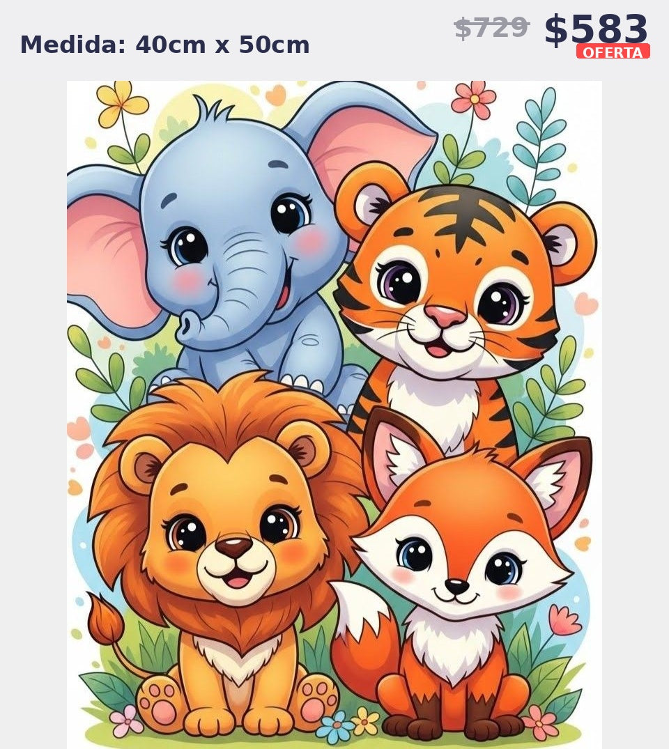 animales selva tiernos 40 x 50 | Aparta con $100 / Resta $483