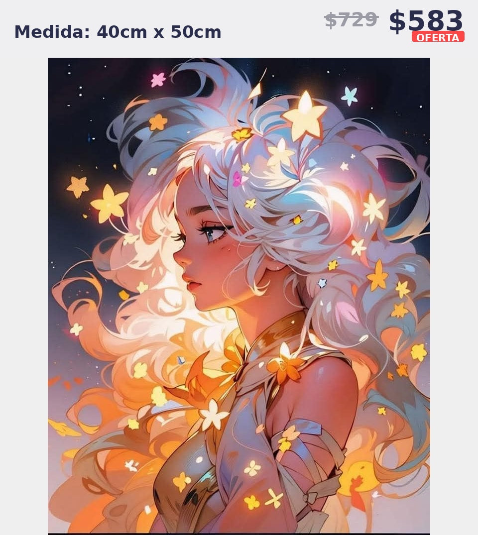 chica anime estrellada 40 x 50 | Aparta con $100 / Resta $483