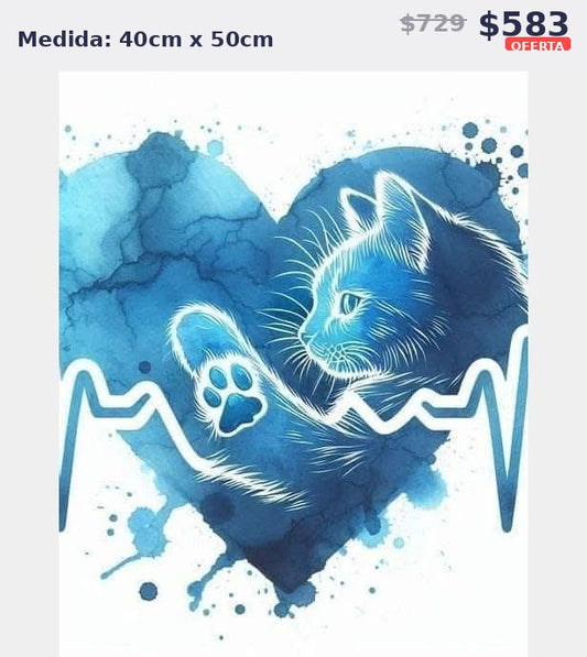 corazon gato electro 40 x 50 | Aparta con $100 / Resta $483