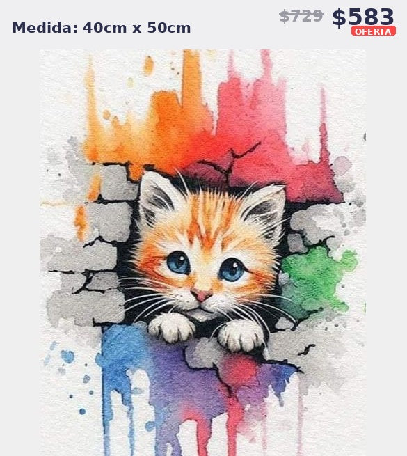 gatito acuarela 40 x 50 | Aparta con $100 / Resta $483