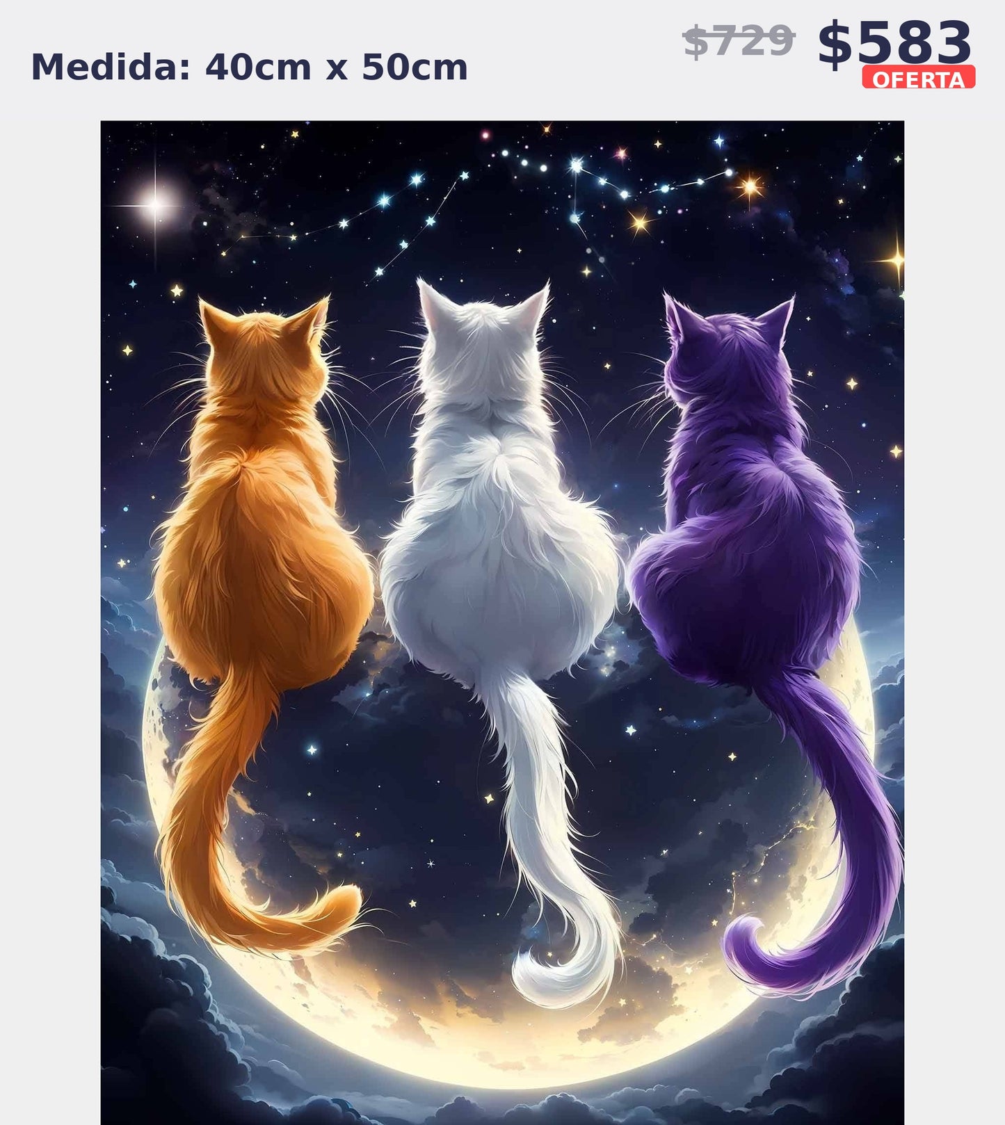 gatos en luna 40 x 50 | Aparta con $100 / Resta $483