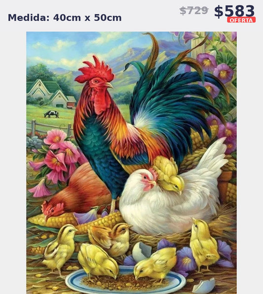 granja gallo y pollitos 40 x 50 | Aparta con $100 / Resta $483