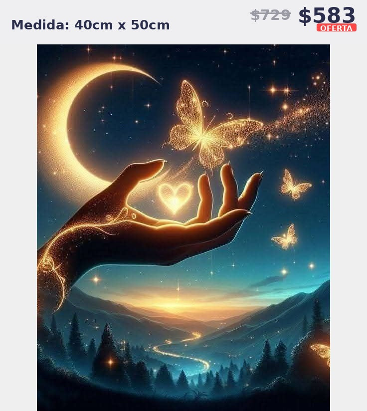 mano luna mariposas 40 x 50 | Aparta con $100 / Resta $483