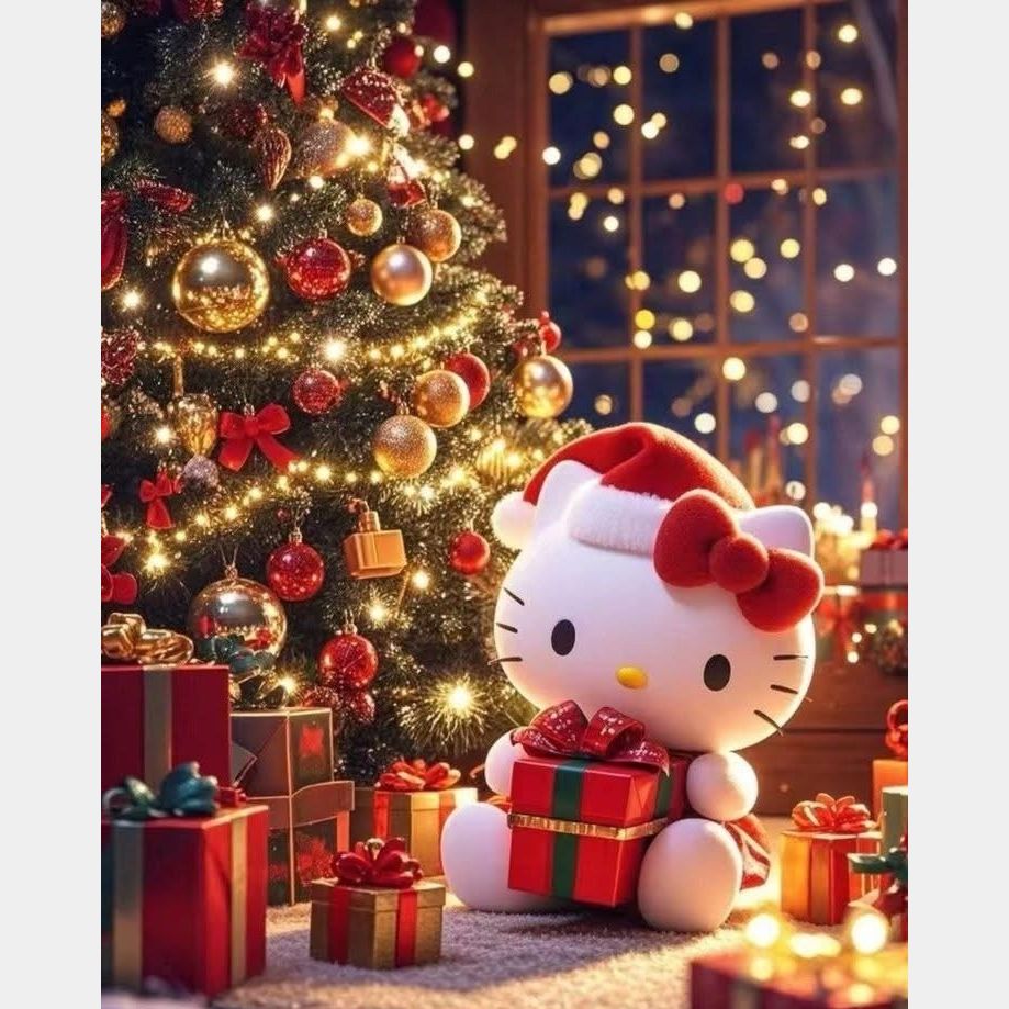 Kitty abriendo regalos 40 x 50