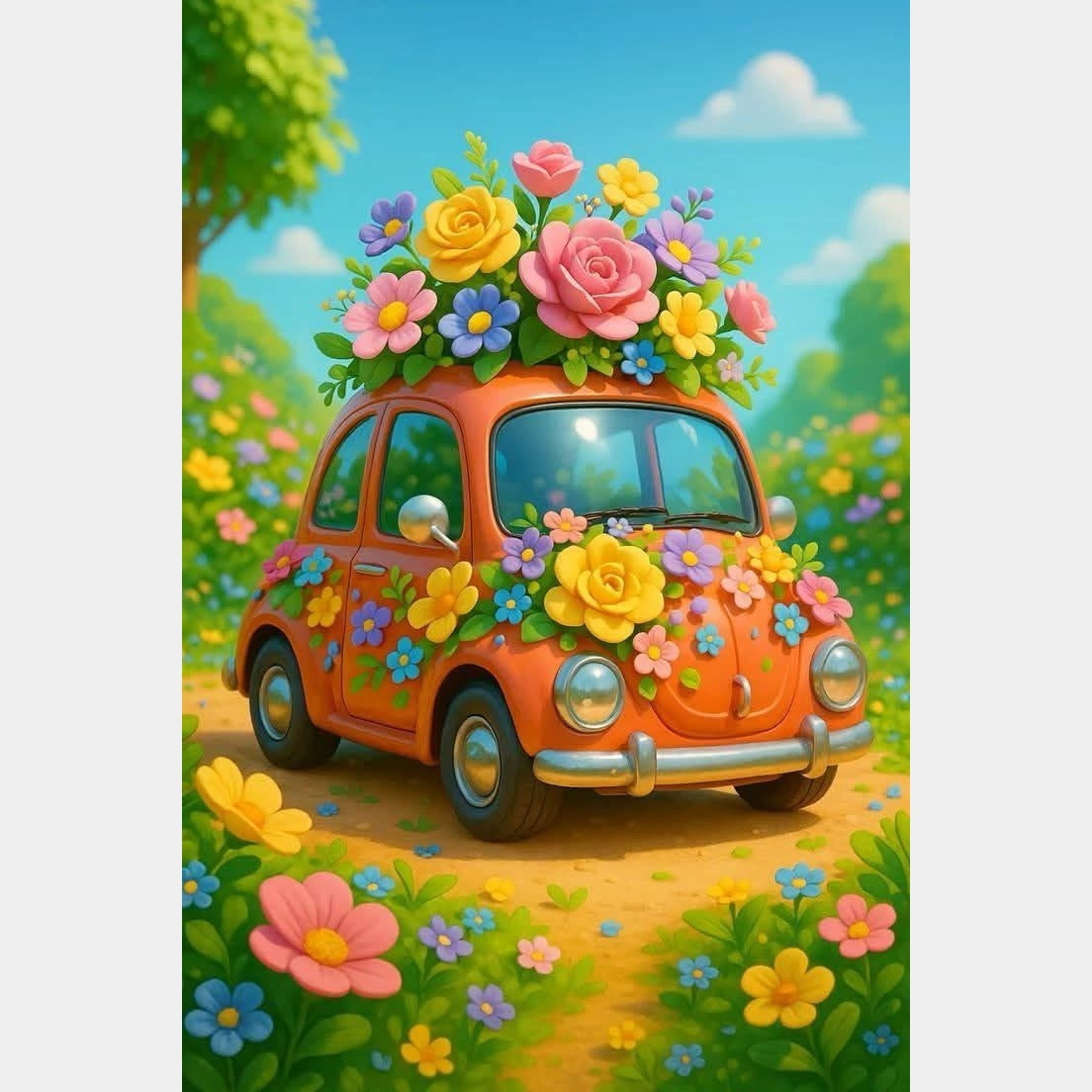 Vocho con flores 40 x 60