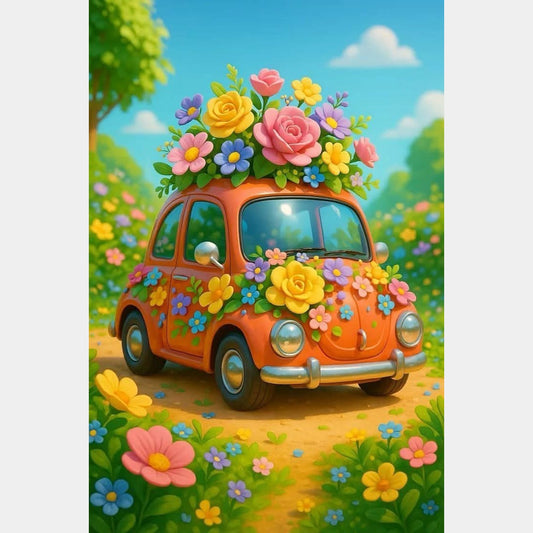 Vocho con flores 40 x 60