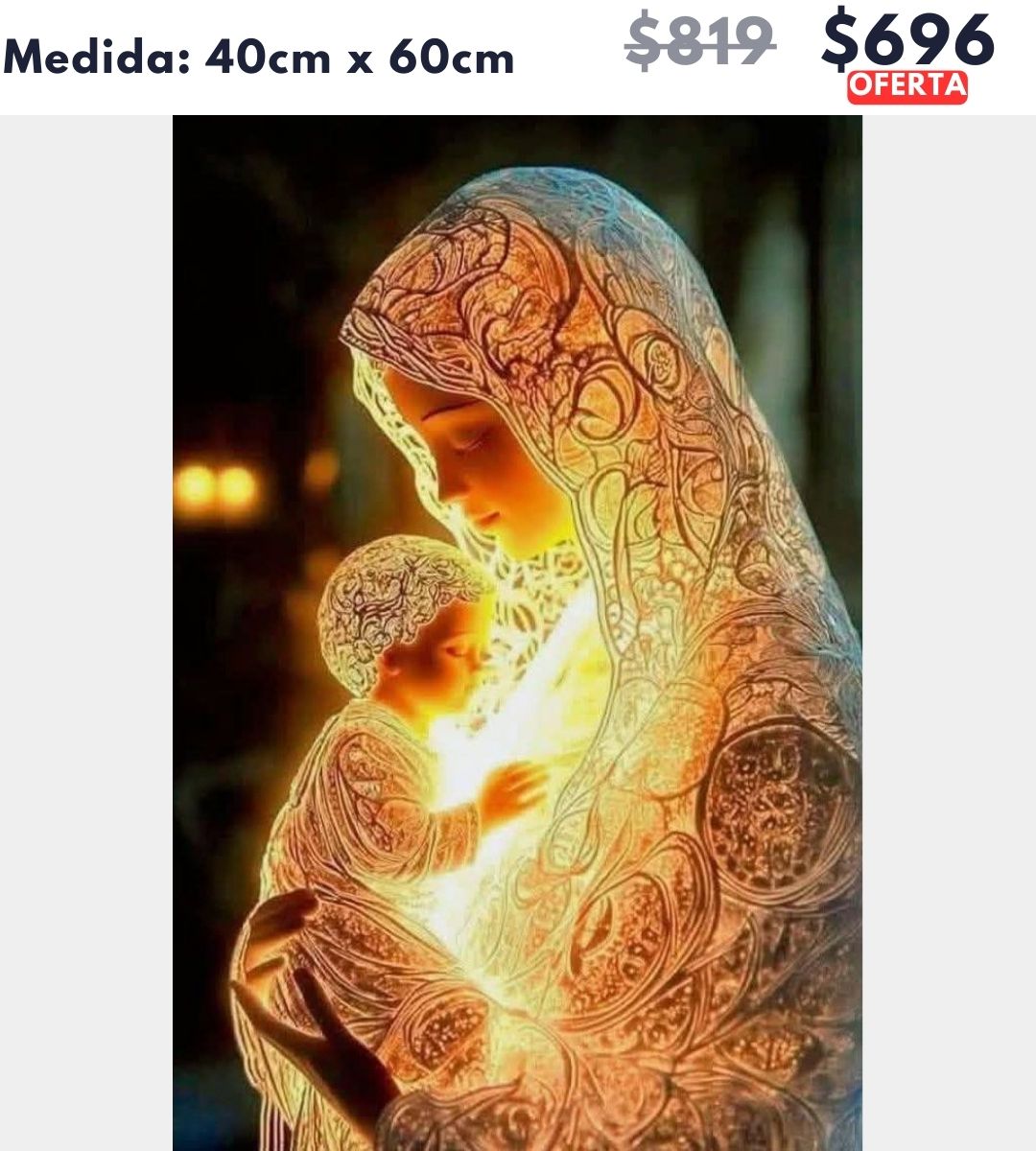 Virgen dorada 40 x 60 | Aparta con $100 / Resta $596