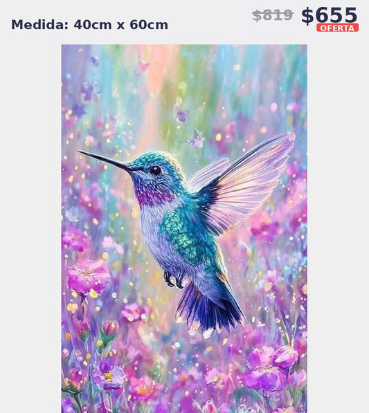 colibri flores lavanda 40 x 60 | Aparta con $100 / Resta $555