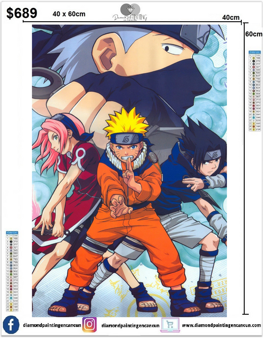 Naruto 40 x 60cm incluye Diamantes AB