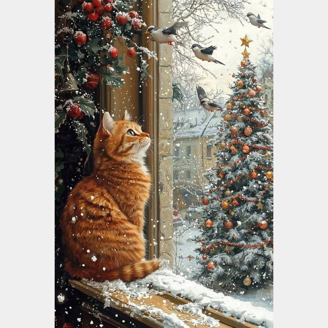 Gatito en ventana 40 x 60